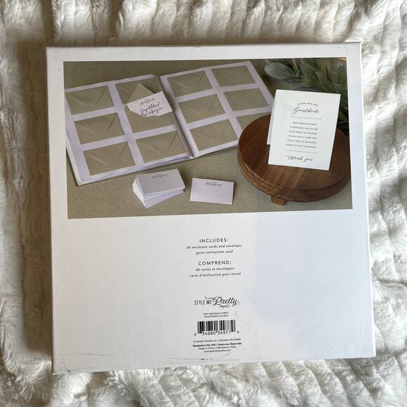 STYLE ME PRETTY Wedding Guest Book with Cards and Envelopes Gold White Notes - Picture 3 of 4